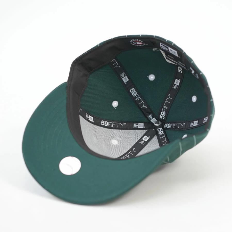 ニューエラ キャップ 帽子 メンズ レディース NEW ERA LP 59FIFTY 5950 MLB Pinstripe オークランド・アスレチックス ダークグリーン | NEW ERA | 05