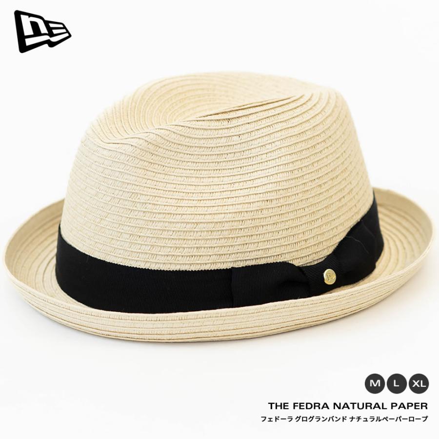 NEW ERA ハット 帽子 The Fedora グログランバンド ナチュラルペーパーロープ ゴールドピン 13515704 | NEW ERA
