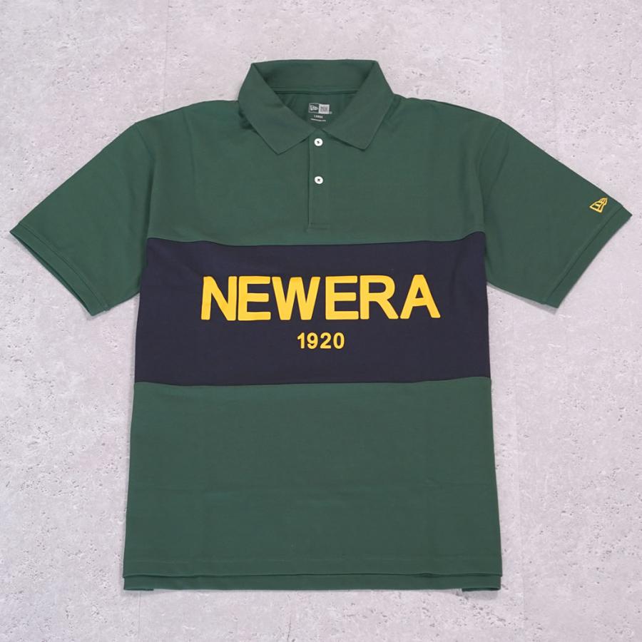 ニューエラ ポロシャツ メンズ NEW ERA 半袖オーバーサイズドポロシャツ Panel Logo NEW ERA 1920 ダークグリーン | NEW ERA | 04