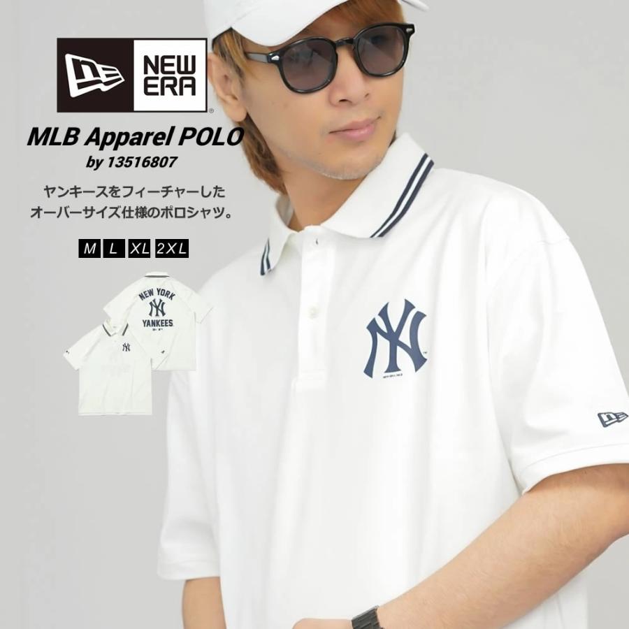 ニューエラ ポロシャツ メンズ NEW ERA 半袖オーバーサイズドポロシャツ MLB Apparel ニューヨーク・ヤンキース ホワイト | NEW ERA