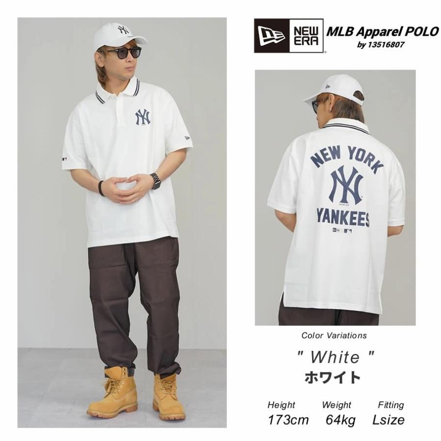 ニューエラ ポロシャツ メンズ NEW ERA 半袖オーバーサイズドポロシャツ MLB Apparel ニューヨーク・ヤンキース ホワイト | NEW ERA | 09