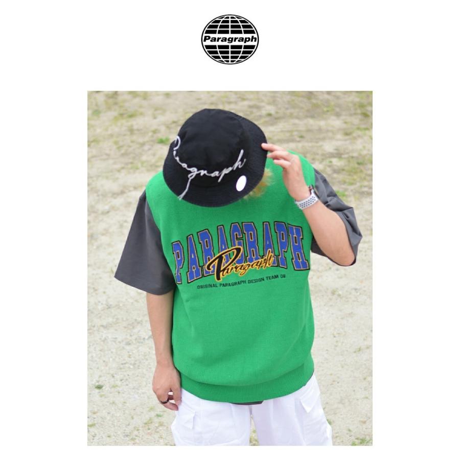 Paragraph パラグラフ ニットベスト メンズ レディース カレッジロゴ ブランド Arch Logo Knit Best No.24 グリーン | Paragraph | 02