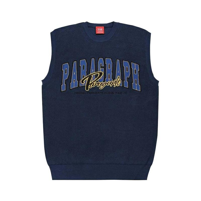 Paragraph パラグラフ ニットベスト メンズ レディース カレッジロゴ ブランド Arch Logo Knit Best No.24 ネイビー | Paragraph | 01