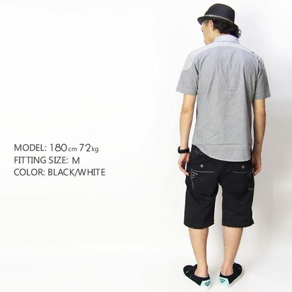 ラヴィクロージング LAVIE CLOTHING 総柄シャツ メンズ 半袖 ギンガムチェック×ストライプ切り替え カジュアルシャツ ブランド |  | 03