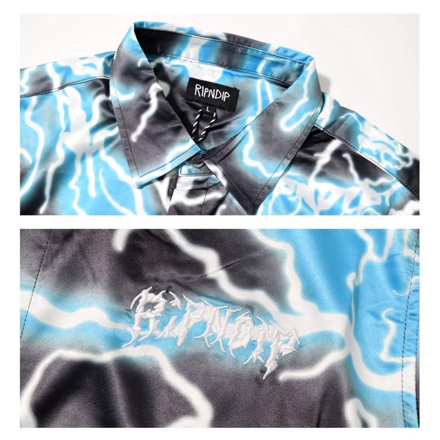 RIPNDIP リップンディップ アロハシャツ 柄シャツ メンズ 総柄 スケート ブランド ストリート系 おしゃれ Nikola Short Sleeve Button Up ブラック/ブルー | RIPNDIP | 04