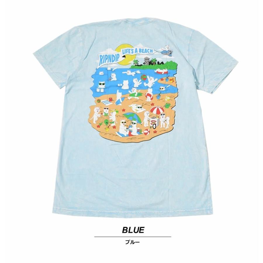 RIPNDIP リップンディップ Tシャツ メンズ 半袖 タイダイ スケート ブランド ストリート系 おしゃれ Lifes A Beach Tee ライトブルーミネラルウォッシュ | RIPNDIP | 04