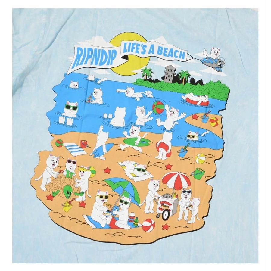 RIPNDIP リップンディップ Tシャツ メンズ 半袖 タイダイ スケート ブランド ストリート系 おしゃれ Lifes A Beach Tee ライトブルーミネラルウォッシュ | RIPNDIP | 05