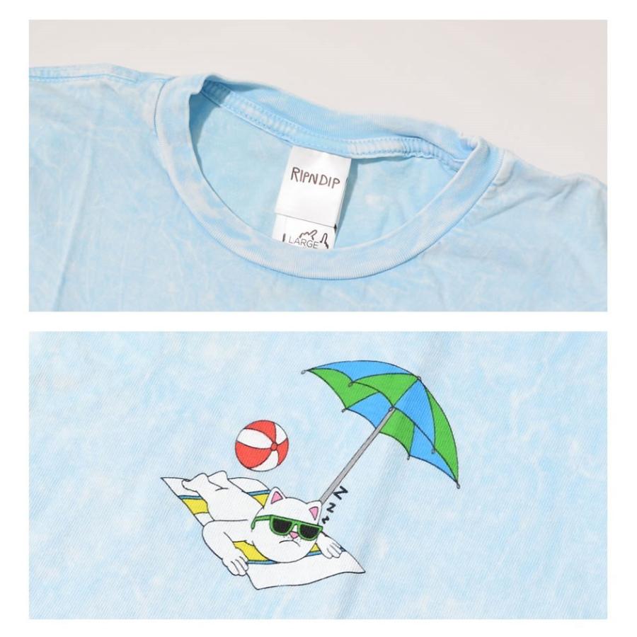 RIPNDIP リップンディップ Tシャツ メンズ 半袖 タイダイ スケート ブランド ストリート系 おしゃれ Lifes A Beach Tee ライトブルーミネラルウォッシュ | RIPNDIP | 07