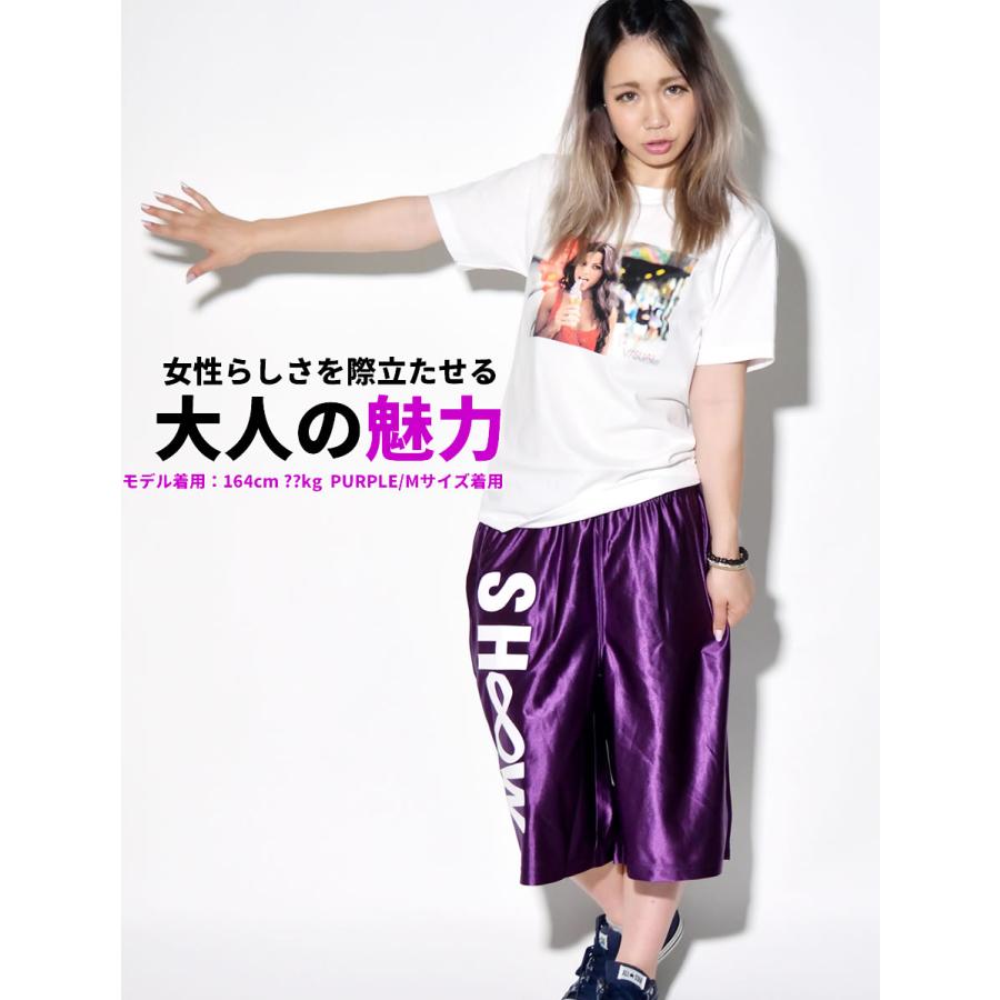 ショータイム SHOOWTIME バスケット ハーフパンツ バスパン サテンジャージ 下 メンズ レディース ビッグロゴプリント ストリート系 ダンス |  | 08