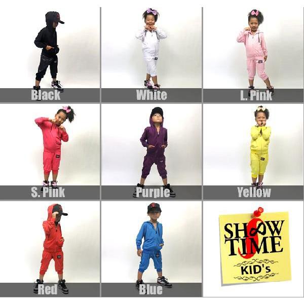 《在庫限りセール》子供服 キッズ セットアップ ジャージ パーカー×サルエルハーフパンツ 上下セット ダンスウェア 衣装 男の子 女の子 |  | 01