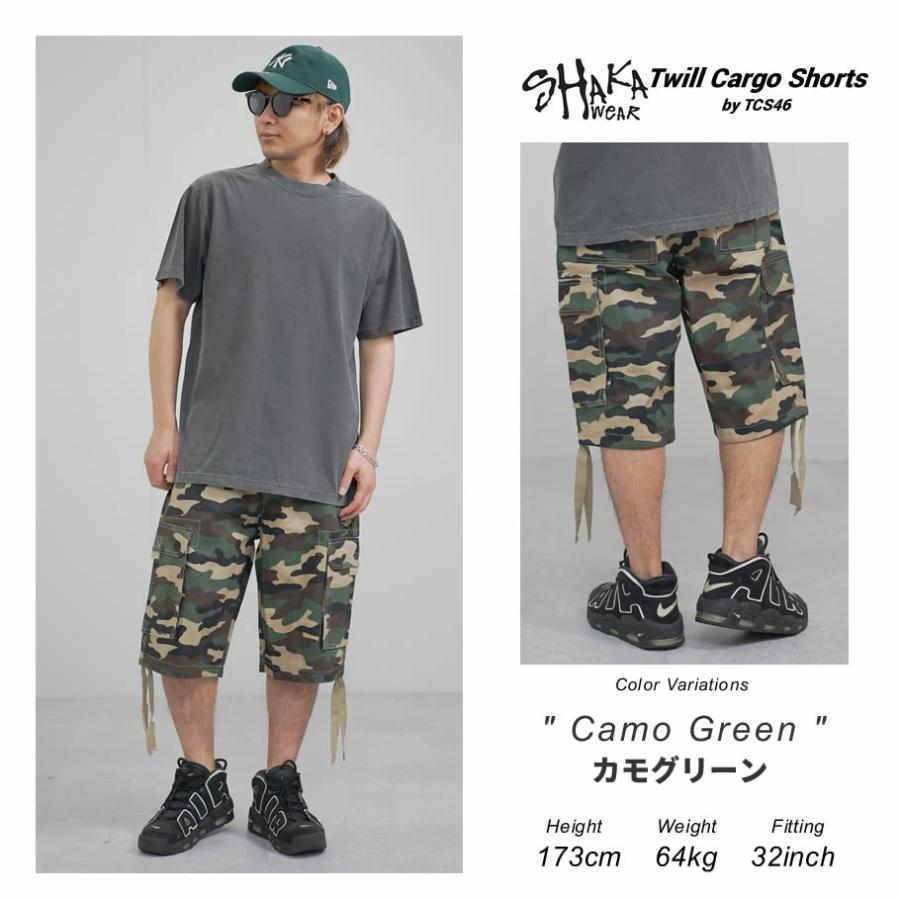 SHAKA WEAR シャカウェア カーゴ ショートパンツ ハーフパンツ 迷彩柄 メンズ ウェブベルト付き TWILL CARGO SHORTS グリーンカモ｜deep｜11