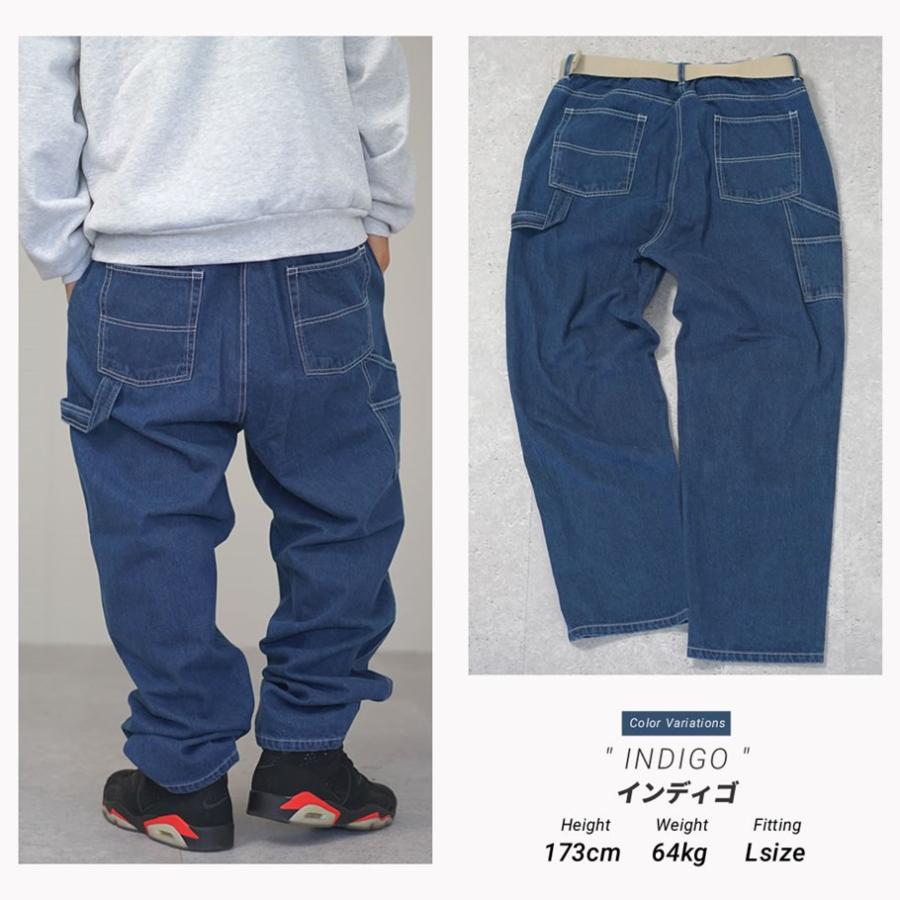 ペインターパンツ メンズ ベルト付き デニム バギーパンツ ワイド