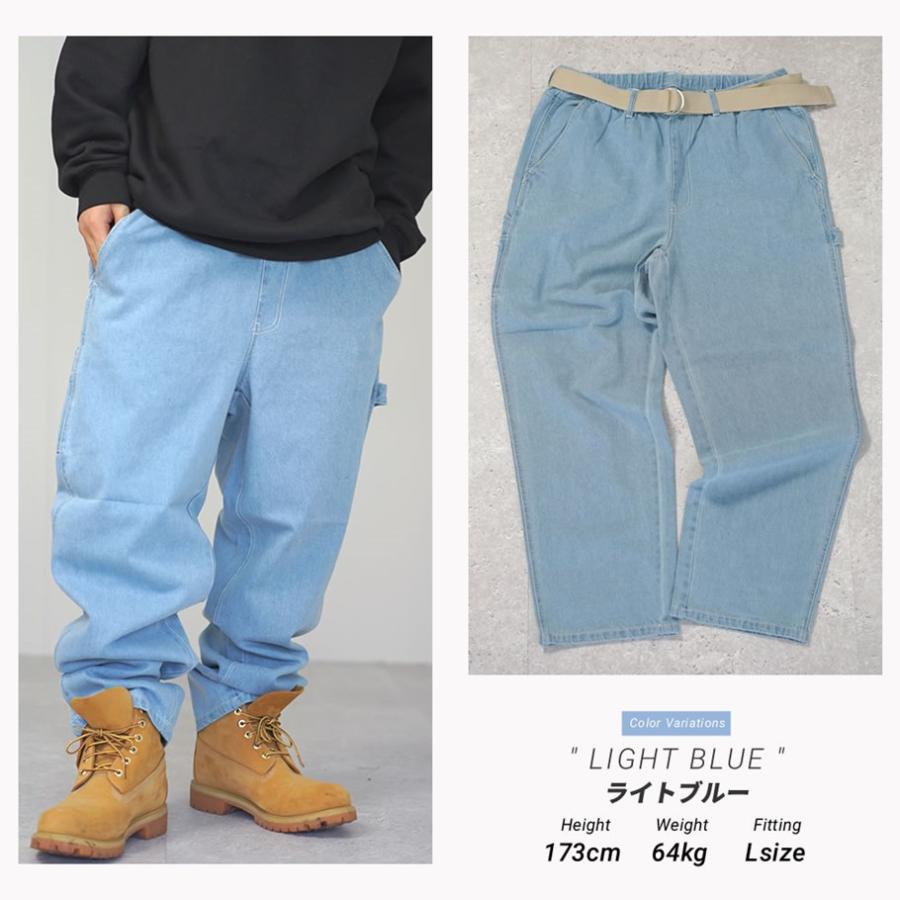 ペインターパンツ メンズ ベルト付き デニム バギーパンツ ワイドパンツ イージーパンツ 裾上げ済み |  | 10