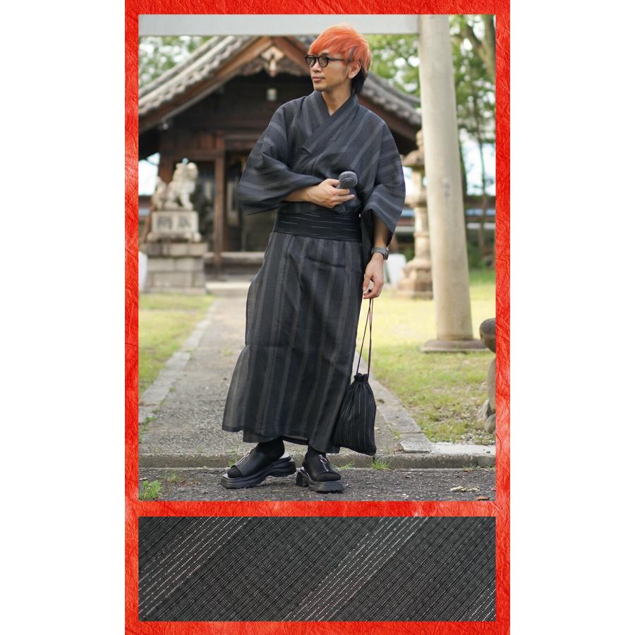 浴衣 4点セット メンズ 巾着 腰ひも 帯 黒 和服 夏 夏祭り プレゼント | NEW ERA | 08