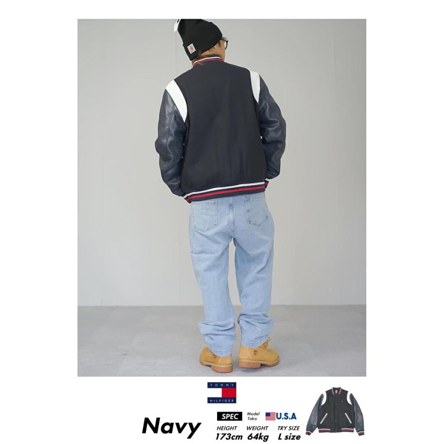 トミーヒルフィガー　スタジャン 限定モデル【Tommy Hilfiger】綿×レザー バーシティ ジャケット