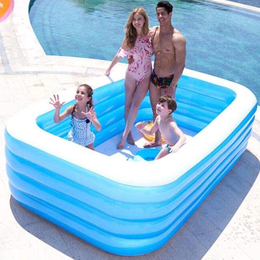 ビニールプール インフレータブル 折りたたみ スイミングプール 長方形 ファミリープール 大型 地上プール 供入浴プール 子供用プール 4層3.1m