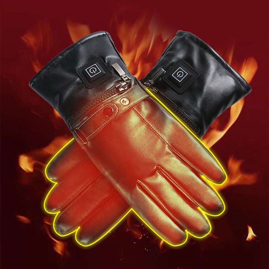 ヒートグローブ バイク 充電 2つ発熱区 3段階温度調節 7.4V 4000mAhモバイルバッテリー スマホ対応 手袋 電熱 発熱 防寒 防風 防水 ホットグローブ