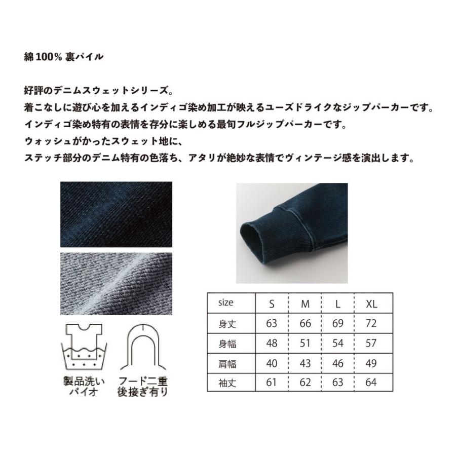 猛闘犬丸 DENIM SWEAT ZIP PARKER ／デニムスエットジップパーカー