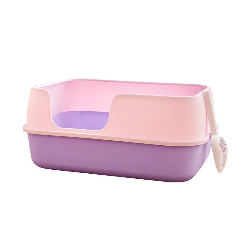 猫トイレ 大きめ 深め 小型 大型 猫 トイレ 広々サイズ 四角 におい対策 猫砂 大容量 シンプル 開放式 飛散防止 飛散ガード 猫用 ネコ用品 スコップ付き 猫用品 | ブランド登録なし | 02