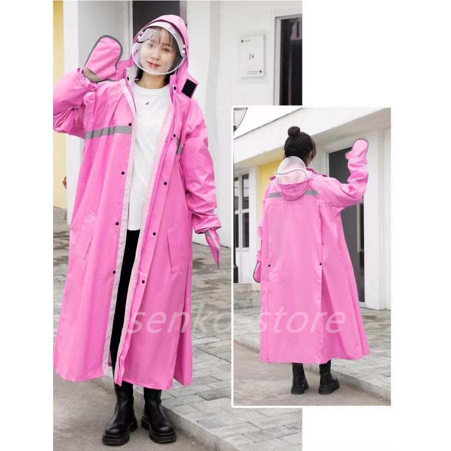 レディース メンズ ポンチョ リュック 対応 カッパ ロング丈 自転車 バイク 雨具 反射テープ おしゃれ 厚手 超軽量 防水 ワークマン 二重つば クリアバイザー | ブランド登録なし | 10