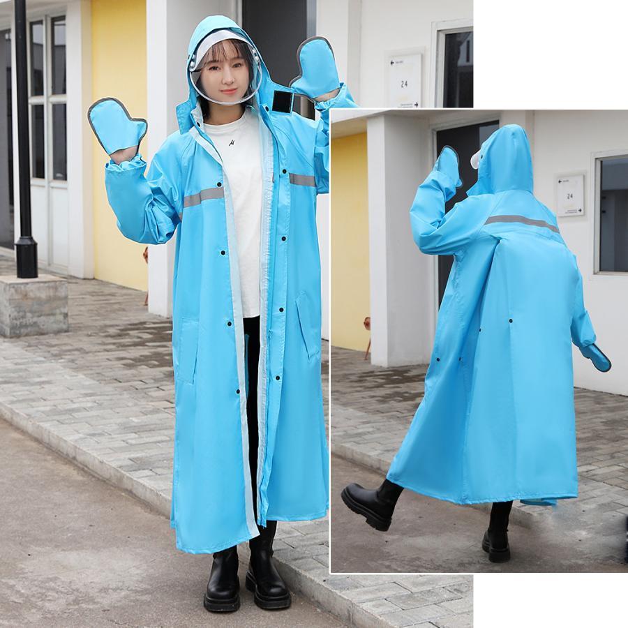 レディース メンズ ポンチョ リュック 対応 カッパ ロング丈 自転車 バイク 雨具 反射テープ おしゃれ 厚手 超軽量 防水 ワークマン 二重つば クリアバイザー | ブランド登録なし | 12