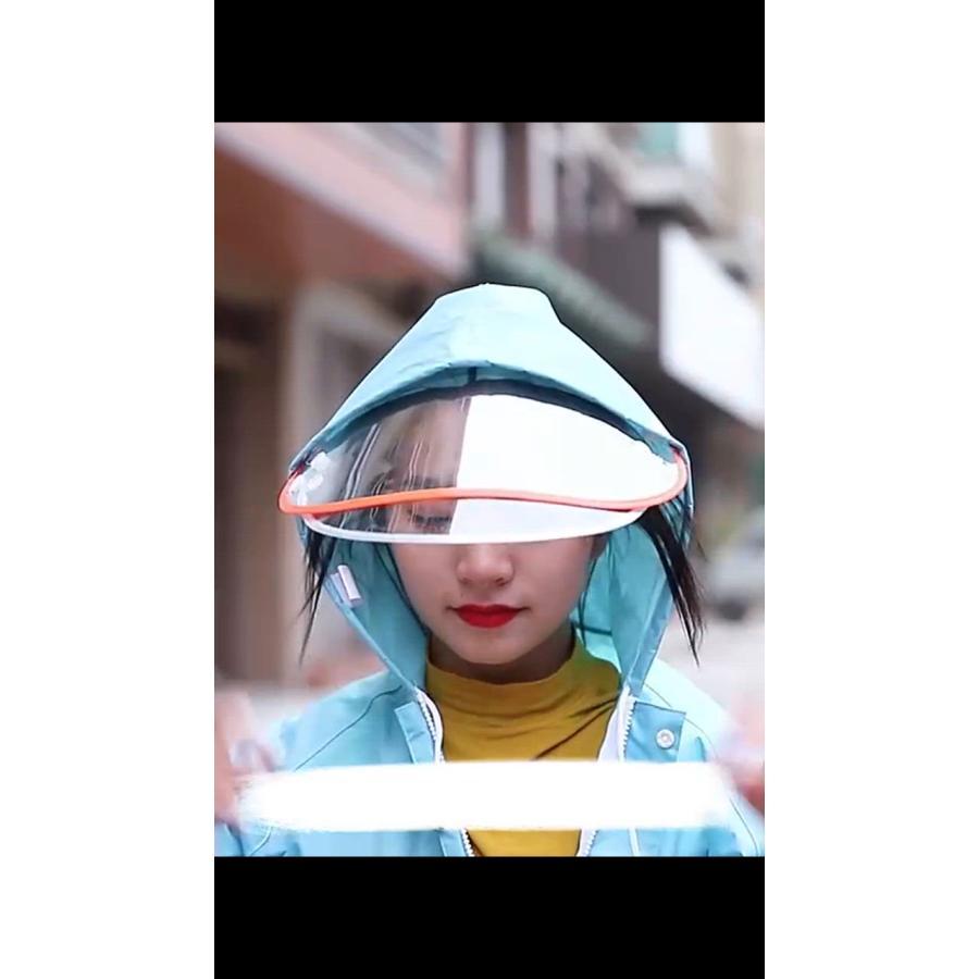 レディース メンズ ポンチョ リュック 対応 カッパ ロング丈 自転車 バイク 雨具 反射テープ おしゃれ 厚手 超軽量 防水 ワークマン 二重つば クリアバイザー | ブランド登録なし | 16