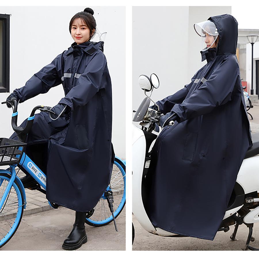 レディース メンズ ポンチョ リュック 対応 カッパ ロング丈 自転車 バイク 雨具 反射テープ おしゃれ 厚手 超軽量 防水 ワークマン 二重つば クリアバイザー | ブランド登録なし | 08