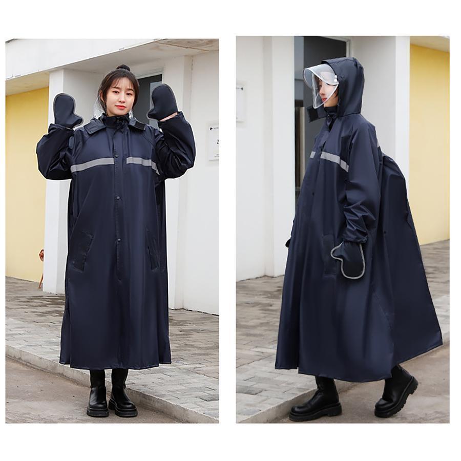 レディース メンズ ポンチョ リュック 対応 カッパ ロング丈 自転車 バイク 雨具 反射テープ おしゃれ 厚手 超軽量 防水 ワークマン 二重つば クリアバイザー | ブランド登録なし | 09