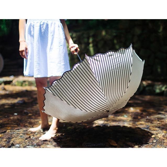 サンバリア 日傘 晴雨兼用 3つ折り 軽量 UVカット 折りたたみ傘 100％ 遮光 遮熱 完全遮光 折り畳み 傘 レディース ボーダー柄日傘 遮熱効果 UVカット | ブランド登録なし | 02