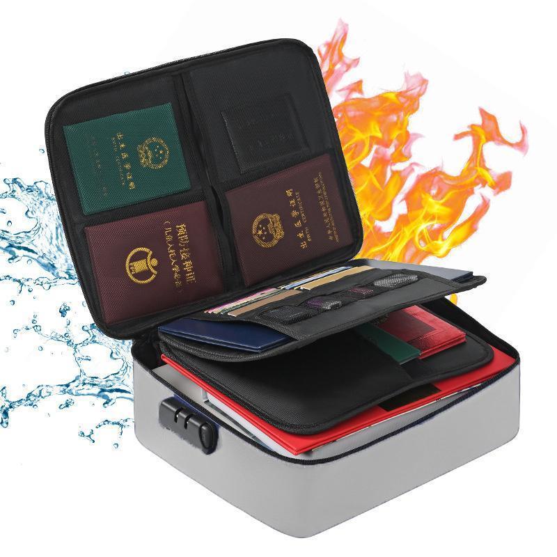 耐火バッグ 耐火ケース 耐火 書類ケース 集金袋 手提げ金庫 マルチケース 多層収納 防火バッグ 貴重品保管 大容量 鍵付き | ブランド登録なし | 01