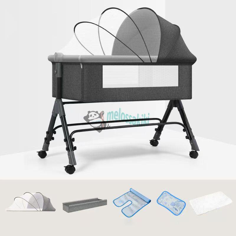 ベビーベッド 折りたたみ 持ち運び ベビーベッド 添い寝 高さ調整 ベビーベッド コンパクト ベビーベッド 簡易 ベビーベット 移動式 ベビーベッド キャスタ付き | ブランド登録なし | 02