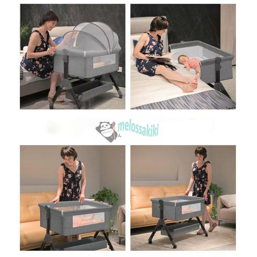 ベビーベッド 折りたたみ 持ち運び ベビーベッド 添い寝 高さ調整 ベビーベッド コンパクト ベビーベッド 簡易 ベビーベット 移動式 ベビーベッド キャスタ付き | ブランド登録なし | 05