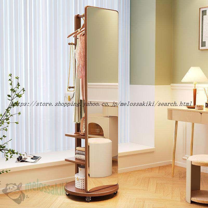 回転式 全身鏡 全身ミラー おしゃれ 収納 割れない ハンガー付き 木製 飛散防止 コンパクト 全身 スタンド 姿見鏡 姿見 洋服収納 贈り物 プレゼント | ブランド登録なし | 10