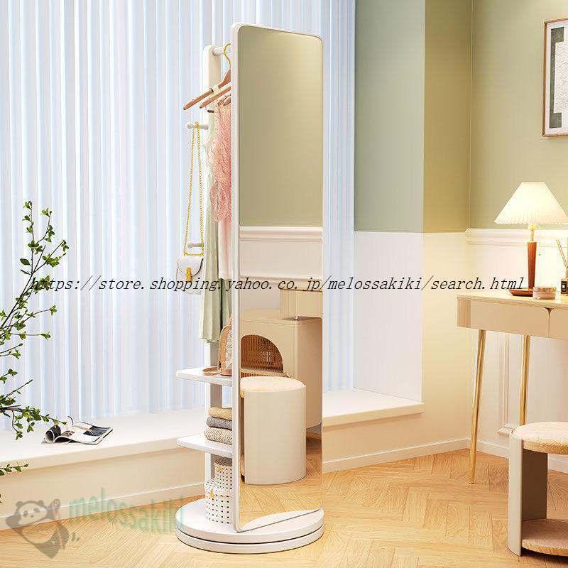 回転式 全身鏡 全身ミラー おしゃれ 収納 割れない ハンガー付き 木製 飛散防止 コンパクト 全身 スタンド 姿見鏡 姿見 洋服収納 贈り物 プレゼント | ブランド登録なし | 03