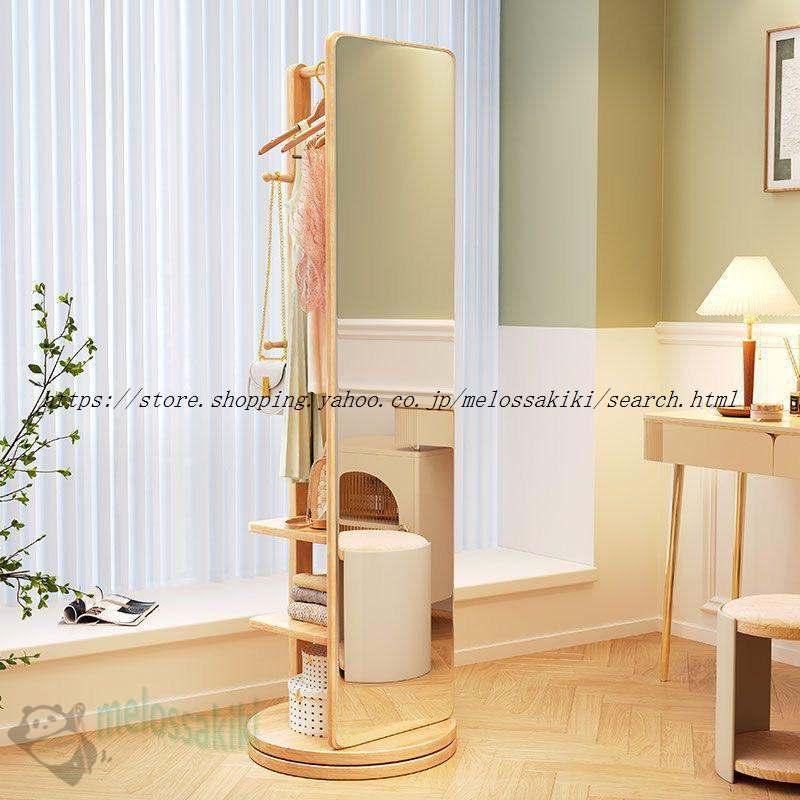 回転式 全身鏡 全身ミラー おしゃれ 収納 割れない ハンガー付き 木製 飛散防止 コンパクト 全身 スタンド 姿見鏡 姿見 洋服収納 贈り物 プレゼント | ブランド登録なし | 05
