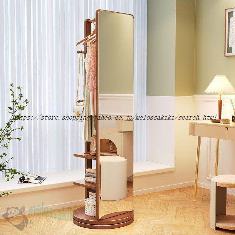 回転式 全身鏡 全身ミラー おしゃれ 収納 割れない ハンガー付き 木製 飛散防止 コンパクト 全身 スタンド 姿見鏡 姿見 洋服収納 贈り物 プレゼント | ブランド登録なし | 06
