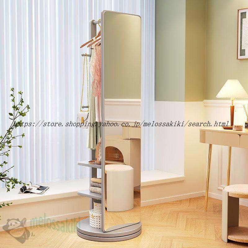 回転式 全身鏡 全身ミラー おしゃれ 収納 割れない ハンガー付き 木製 飛散防止 コンパクト 全身 スタンド 姿見鏡 姿見 洋服収納 贈り物 プレゼント | ブランド登録なし | 08