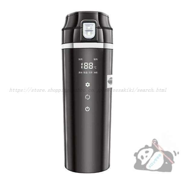 車載用ポット 車載電気ケトル 12V/24V カーポット 車載 カップ 温度表示 304ステンレス鋼 旅行暖房マグカップ 魔法瓶 車用湯沸かし器 車中泊 旅行用 携帯便利 黒 | ブランド登録なし | 13