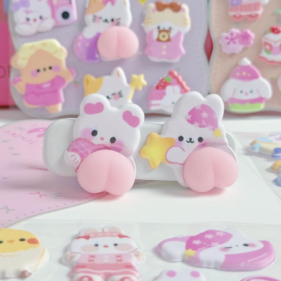 4枚セット おしり シール ボンボンドロップシール 3D立体シール 手帳 シール手帳 ぷにぷに シール おしりシール スクイーズ ぷにぷにシール キャラクター | ブランド登録なし | 10