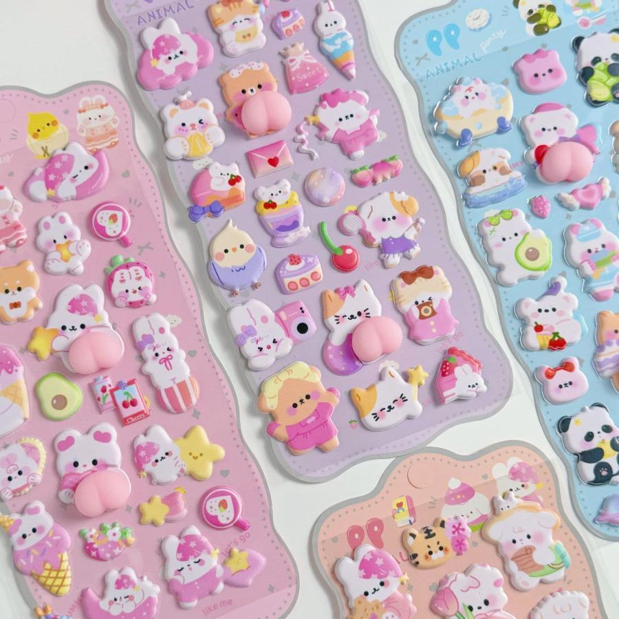 4枚セット おしり シール ボンボンドロップシール 3D立体シール 手帳 シール手帳 ぷにぷに シール おしりシール スクイーズ ぷにぷにシール キャラクター | ブランド登録なし | 11