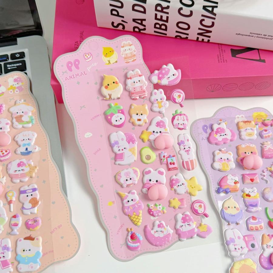 4枚セット おしり シール ボンボンドロップシール 3D立体シール 手帳 シール手帳 ぷにぷに シール おしりシール スクイーズ ぷにぷにシール キャラクター | ブランド登録なし | 15