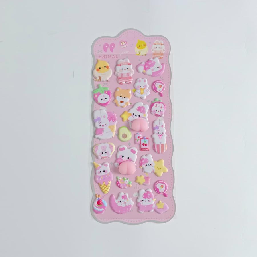 4枚セット おしり シール ボンボンドロップシール 3D立体シール 手帳 シール手帳 ぷにぷに シール おしりシール スクイーズ ぷにぷにシール キャラクター | ブランド登録なし | 18