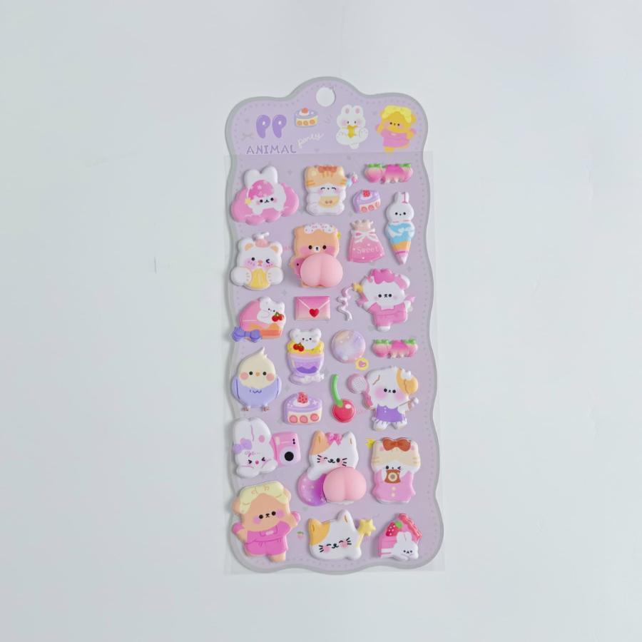 4枚セット おしり シール ボンボンドロップシール 3D立体シール 手帳 シール手帳 ぷにぷに シール おしりシール スクイーズ ぷにぷにシール キャラクター | ブランド登録なし | 20