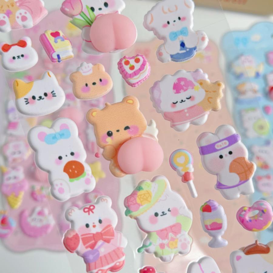 4枚セット おしり シール ボンボンドロップシール 3D立体シール 手帳 シール手帳 ぷにぷに シール おしりシール スクイーズ ぷにぷにシール キャラクター | ブランド登録なし | 07