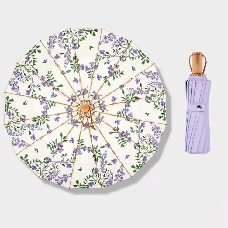 2024新作傘 晴雨兼用 UVカット100% 完全遮光 折りたたみ傘 日傘 雨傘 おしゃれ 晴雨兼用 花柄 すみれ レディース 折り畳み傘 耐風撥水 紫外線遮断 16本骨 | ブランド登録なし | 06