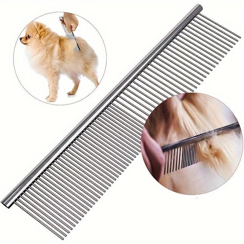 ステンレススチール製犬用グルーミングコーム、ペット用スリッカーブラシ、犬、猫、ウサギ、ハムスター、小動物用、もつれを解く、毛の抜け落ち、グルーミング | ブランド登録なし