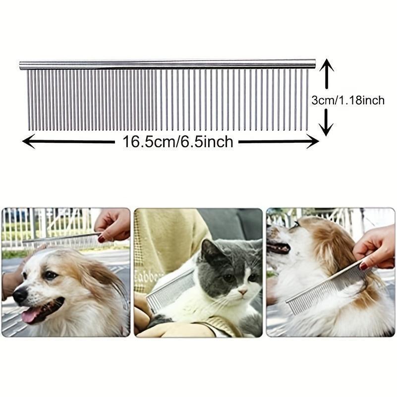 ステンレススチール製犬用グルーミングコーム、ペット用スリッカーブラシ、犬、猫、ウサギ、ハムスター、小動物用、もつれを解く、毛の抜け落ち、グルーミング | ブランド登録なし | 02