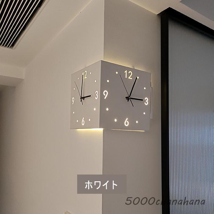壁掛け時計 掛け時計 おしゃれ 両面コーナーデザイン サイレント 静音 クオーツ時計 軽量 個性的 シンプル オシャレ モダン インテリア適合 見やすい文字盤 | ブランド登録なし | 04