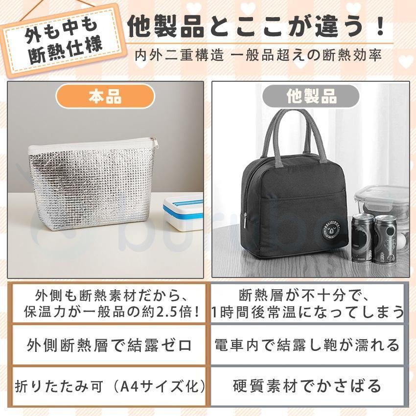 保冷バッグ アルミ保冷バッグ 二重アルミ 保冷 保温 冷温両用 保冷ポーチ クーラーバッグ ランチバッグ 弁当バッグ お弁当袋 小さめ | ブランド登録なし | 03