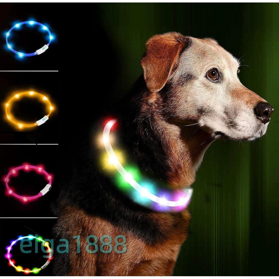 犬用 光る首輪 交換駆動 先可視 夜間安全性 防水 小型 / 中型 / 大型犬対応 虹色 | ブランド登録なし